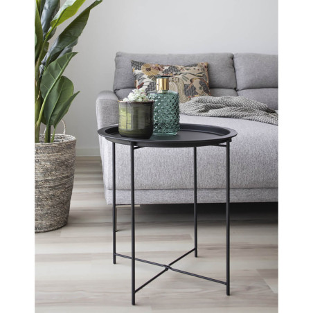 Table d'appoint ronde Ø47 cm acier noir - VALINCA