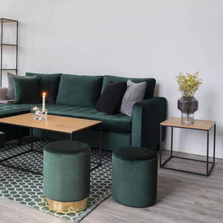 Bout de canapé carré acier et bois aspect naturel - VOLIO