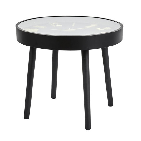 Table d'Appoint Horloge Silencieuse Ø50cm Noir et Or - ORTENSE