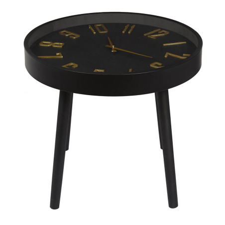 Table d'Appoint Horloge Silencieuse Ø50cm Noir et Or - ORTENSE