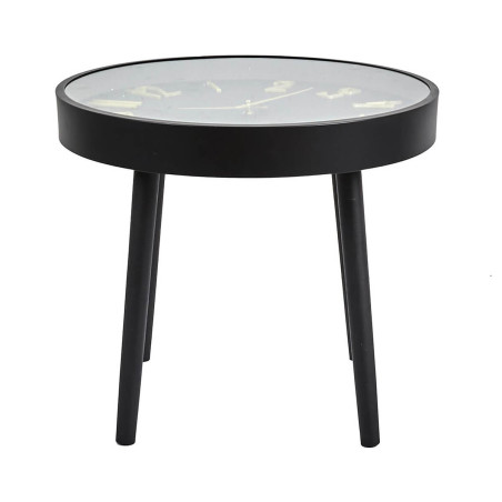 Table d'Appoint Horloge Silencieuse Ø50cm Noir et Or - ORTENSE