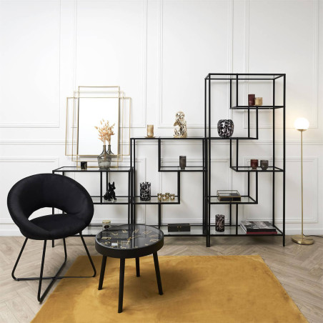 Table d'Appoint Horloge Silencieuse Ø50cm Noir et Or - ORTENSE