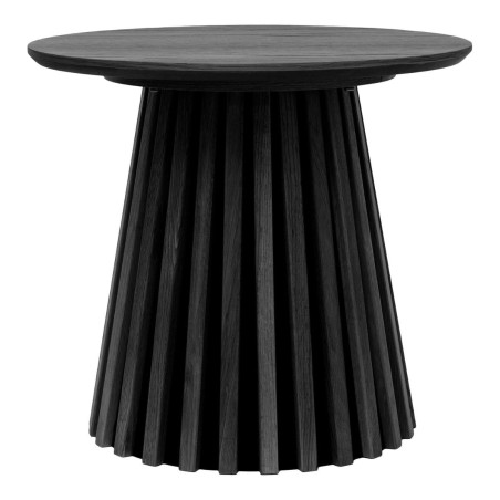Bout de canapé rond avec pied central relief MDF placage chêne noir - DUBLIA