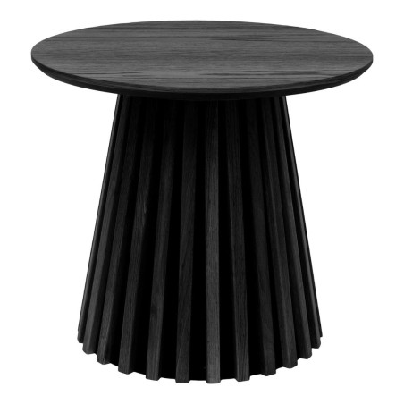 Bout de canapé rond avec pied central relief MDF placage chêne noir - DUBLIA