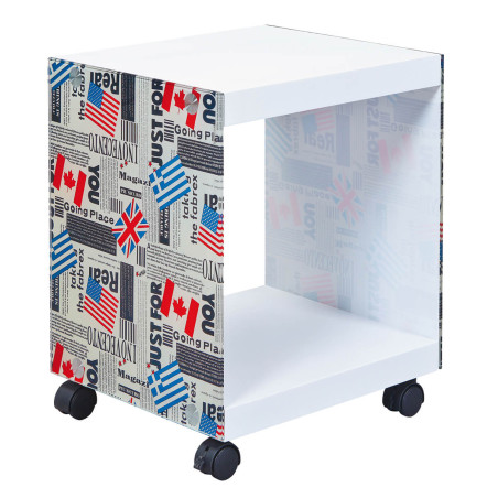 Table d'appoint sur roulettes motif drapeaux - IRLAN
