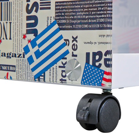 Table d'appoint sur roulettes motif drapeaux - IRLAN