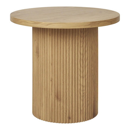 Table d'appoint ronde pied central relief MDF effet bois naturel - ANKA