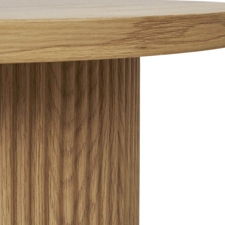 Table d'appoint ronde pied central relief MDF effet bois naturel - ANKA