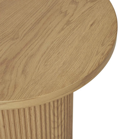 Table d'appoint ronde pied central relief MDF effet bois naturel - ANKA