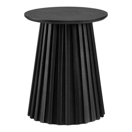 Table d'appoint ronde pied central relief MDF placage chêne noir - DUBLIA