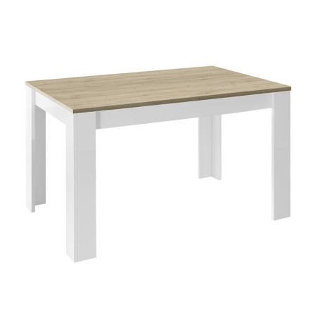 Table repas extensible blanc laqué plateau aspect bois - CADIRA