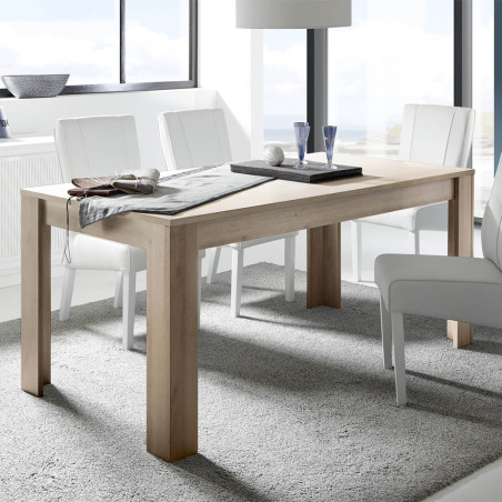 Table repas 180 cm plateau et pieds aspect bois - CADIRA