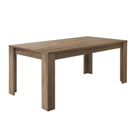 Table repas 180 cm plateau et pieds aspect chêne - MERCIA