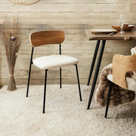 Lot de 4 chaises bois et métal assise bouclettes - KILIO