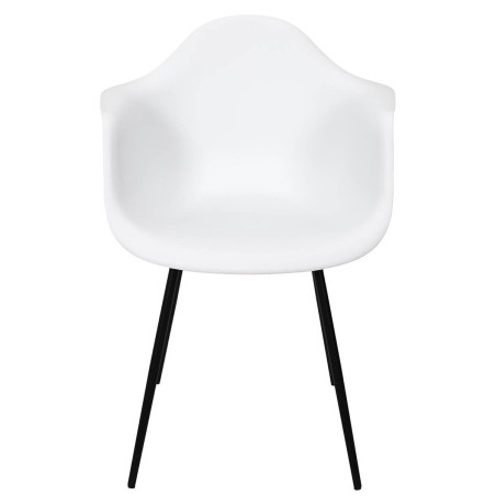 Lot de 4 Chaises Coque Accoudoirs Blanches Piètement Métal - OMIRA