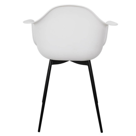 Lot de 4 Chaises Coque Accoudoirs Blanches Piètement Métal - OMIRA