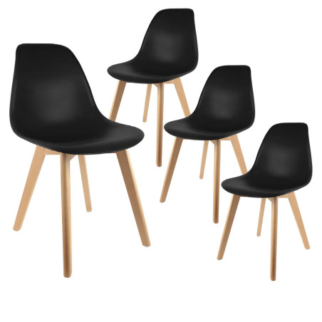 Lot de 4 chaises scandinaves noires - MELOR