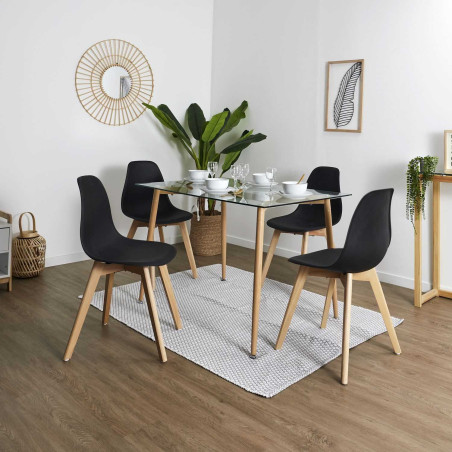 Lot de 4 chaises scandinaves noires - MELOR