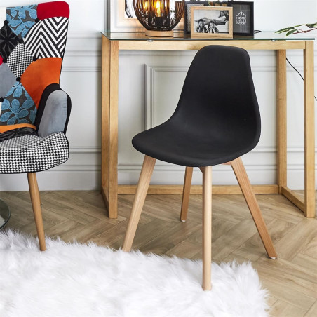 Lot de 4 chaises scandinaves noires - MELOR