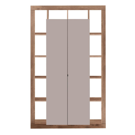 Colonne 2 portes 12 niches beige aspect bois Mercure - LIMANOR