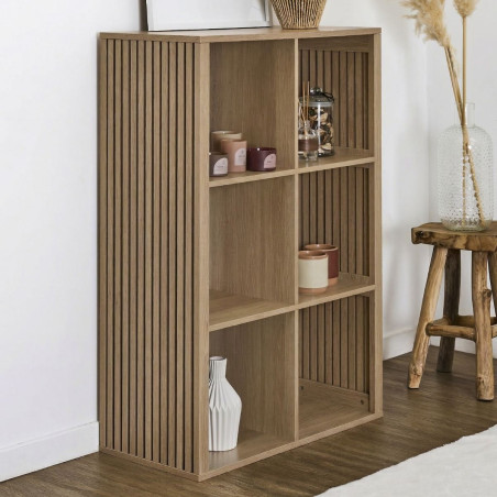 Rangement 6 cases effet bois avec tasseaux - PAJEN