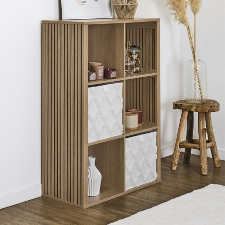 Rangement 6 cases effet bois avec tasseaux - PAJEN