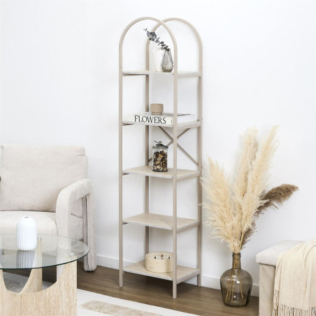 Etagère design arche 5 niveaux métal beige plateaux aspect pierre - BRIGS