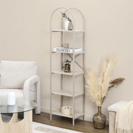 Etagère design arche 5 niveaux métal beige plateaux aspect pierre - BRIGS