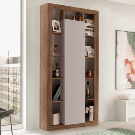 Colonne 1 porte beige aspect bois 11 niches Mercure - LIMANOR