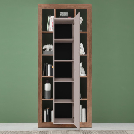 Colonne 1 porte beige aspect bois 11 niches Mercure - LIMANOR