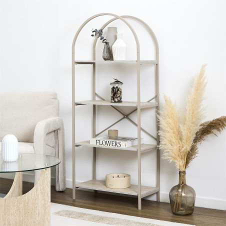 Etagère design arche 4 niveaux métal beige plateaux aspect pierre - BRIGS
