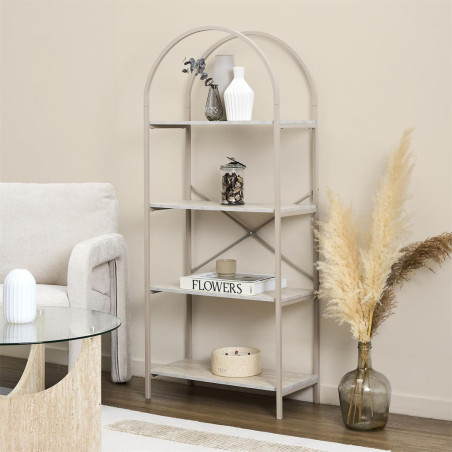 Etagère design arche 4 niveaux métal beige plateaux aspect pierre - BRIGS