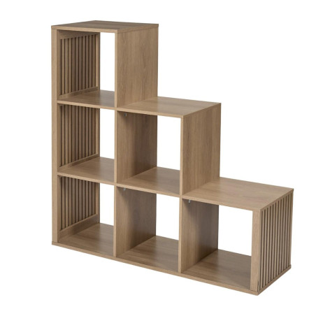 Rangement 6 cases escalier effet bois avec tasseaux - PAJEN
