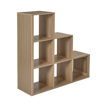 Rangement 6 cases escalier effet bois avec tasseaux - PAJEN