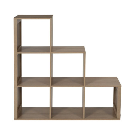 Rangement 6 cases escalier effet bois avec tasseaux - PAJEN
