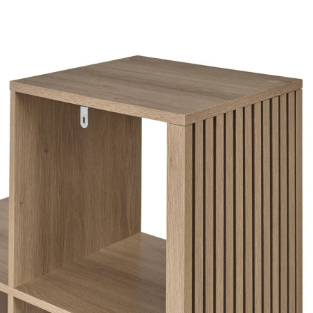 Rangement 6 cases escalier effet bois avec tasseaux - PAJEN