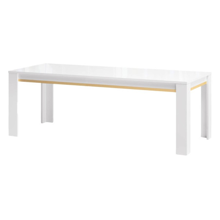 Table repas 190cm laquée blanc décor doré - ALEON