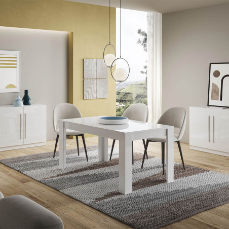 Table repas 160cm rectangulaire laquée blanc - ALANA