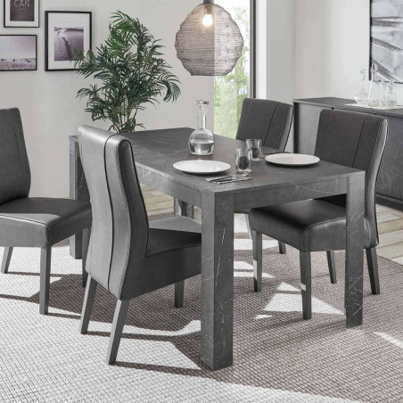 Table repas rectangulaire 180 cm aspect marbre gris anthracite - PIRANA