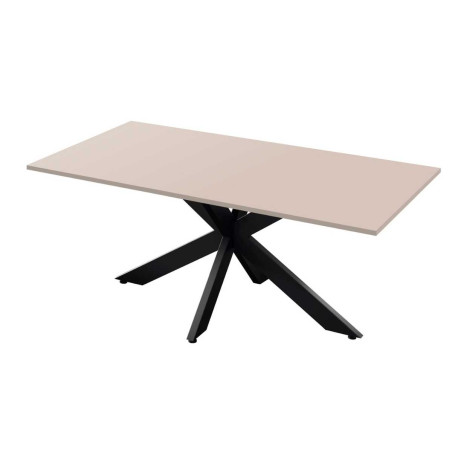 Table repas 180cm plateau beige pieds araignée métal noir - ATHENOR