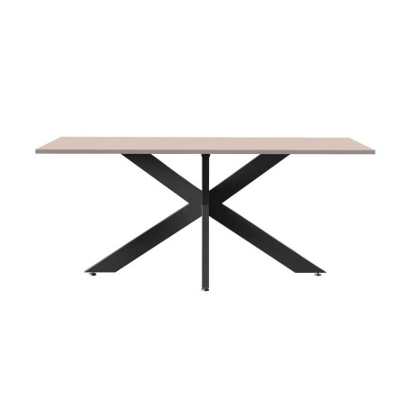 Table repas 180cm plateau beige pieds araignée métal noir - ATHENOR