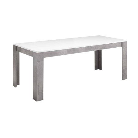 Table repas rectangulaire 190cm laquée blanc et marbre - ALANA