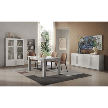 Table repas rectangulaire 190cm laquée blanc et marbre - ALANA