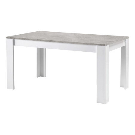 Table rectangulaire 160cm laquée blanc brillant et gris marbré - DENEA