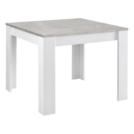 Table carrée 100cm blanche brillante et gris marbré - DENEA