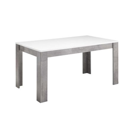 Table repas rectangulaire 160cm laquée blanc et marbre - ALANA