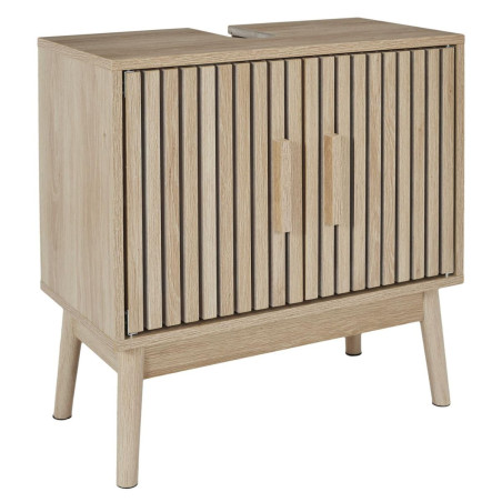 Meuble sous vasque 2 portes effet bois avec tasseaux - PAJEN