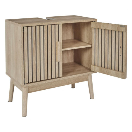 Meuble sous vasque 2 portes effet bois avec tasseaux - PAJEN