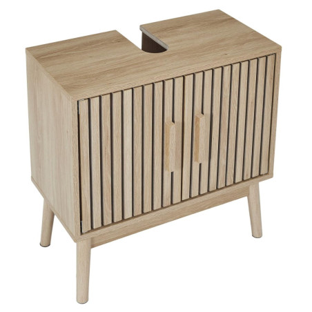 Meuble sous vasque 2 portes effet bois avec tasseaux - PAJEN