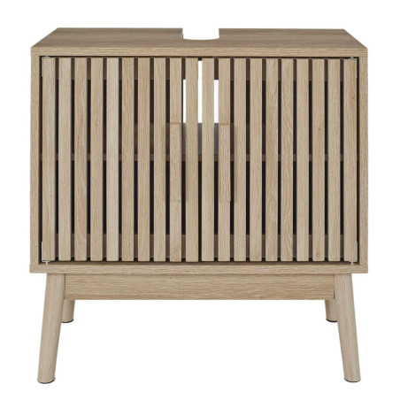 Meuble sous vasque 2 portes effet bois avec tasseaux - PAJEN